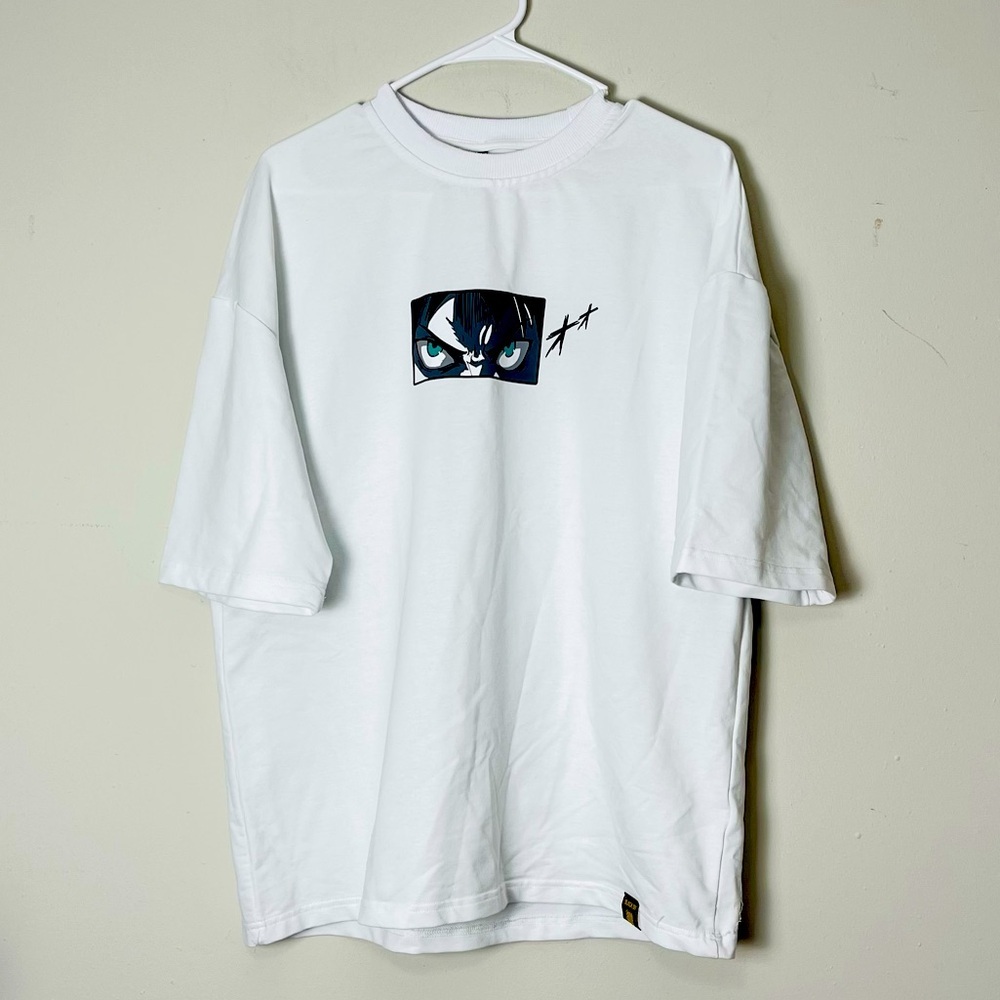 Black Off Shirt Men XL White Anime Graphic Dragon Ball Z Goku Manga Oversized‎